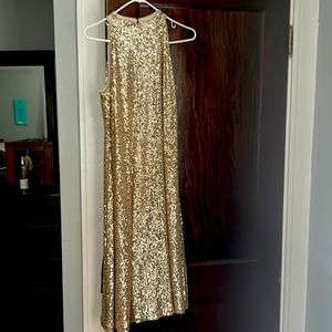 Ann Taylor NWT sequined hold mock neck midi dress 10P